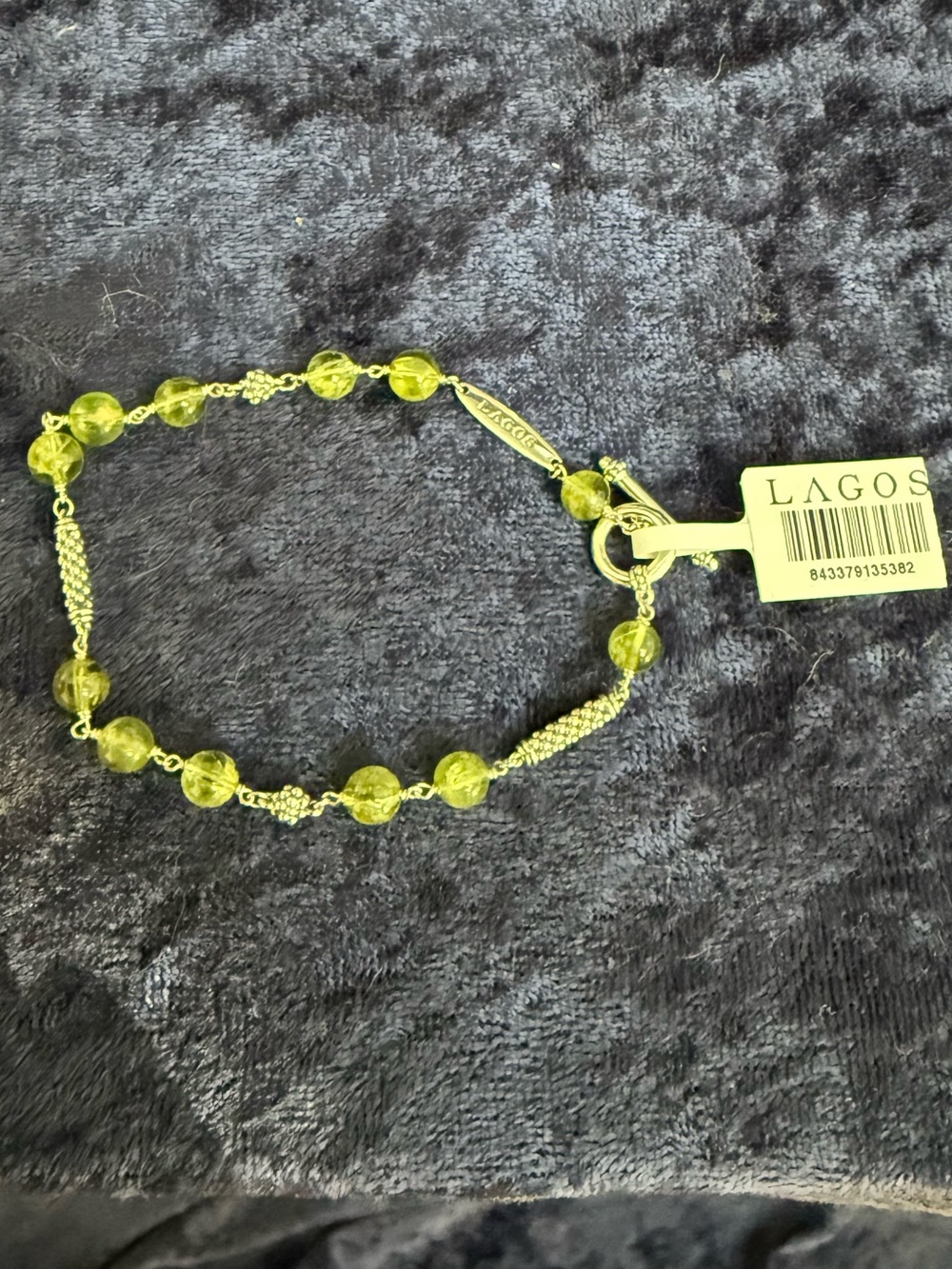 LAGOS Sterling Silver Caviar Icon Peridot Beaded Bracelet Size 7
